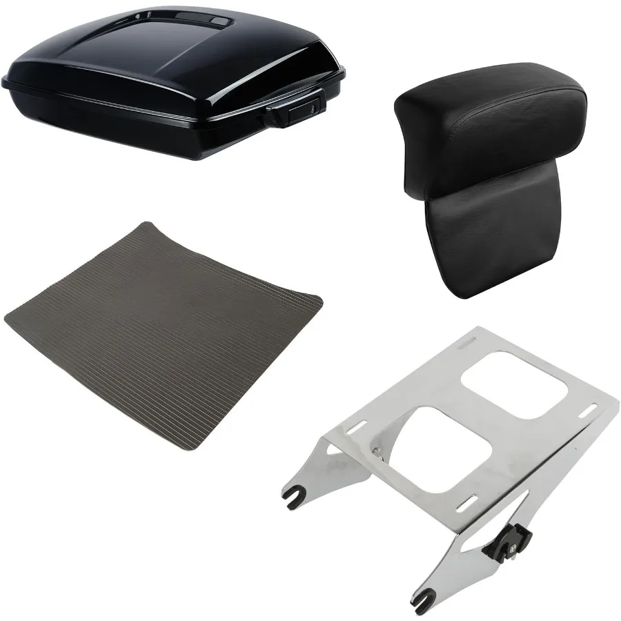 

5,5 черный багажник мотоцикла с безопасными защелками и встроенной накладкой на спинку, хромированный кронштейн для Harley