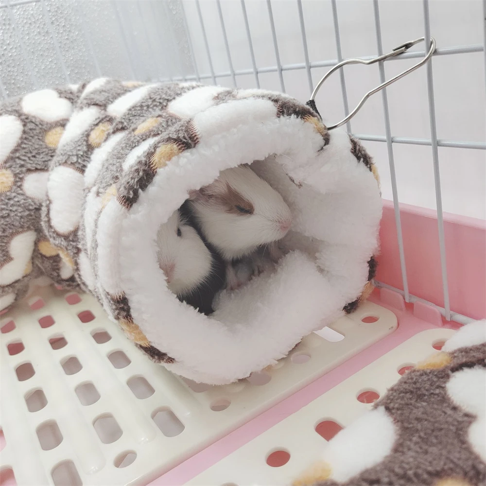 Heart Solf Cotton Plush Hamsters Playing Tunnels Winter Warm Nest for Ferret Guinea Pigs Squirrels Small Pet Toys Accessories