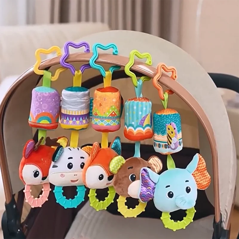 Cama bonito pendurado animal carrilhão de vento bebê pelúcia diversão calmante sino pingente quebra-cabeça educação precoce carrinho brinquedo