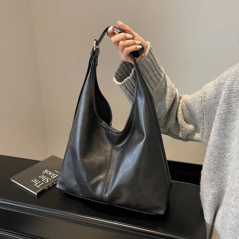 High Quality Large Capacity PU Tote Bags Simple Solid Hasp Classic Commute Style Shoulder Bags for Women 2025 Fashion Hot Sale