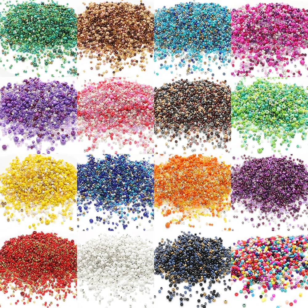 20g/Pack Mix Size 1.5-4mm Glass Seed Beads Round Mixed Solid Colors Spacer Glass Rice Beads for Fashion DIY Handmade Bracelet