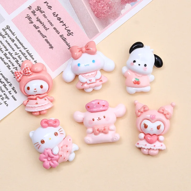 100pcs Kawaii Melody sanrio cartoon resin flatback accessories DIY phone case handmade hair clips hair accessories resin charms