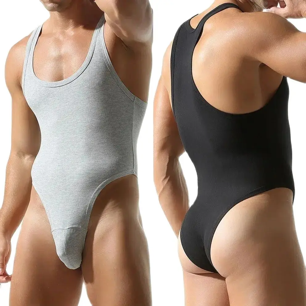 Men's Sexy Rayon Fitness Wrestling Singlet BodySuit One-Piece Jumpsuit Underwear Comfortable Breathable Compression Gym Tank Top