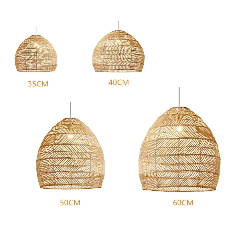 Bamboo Wicker Lampshade Lamp Covers Shades Frames Decoration Living Room Lights Indoor Wooden Chandelier Pendant Lights Natural