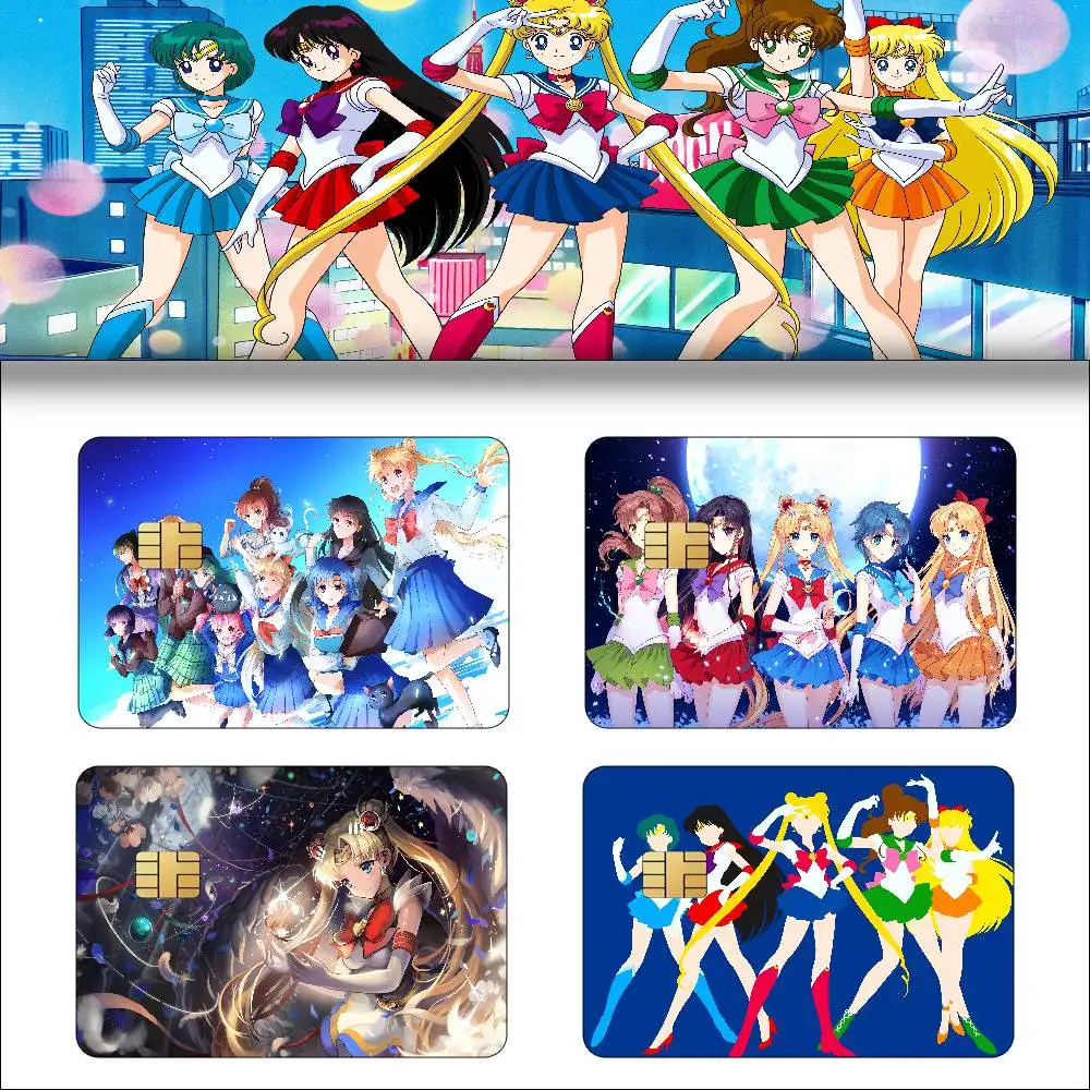 Anime Sailor Moon Anime Young Creidt Card Debit Card 1 Set Of 4 Pcs Sticker Film Case Front Tape For Small Big Chip No Chip