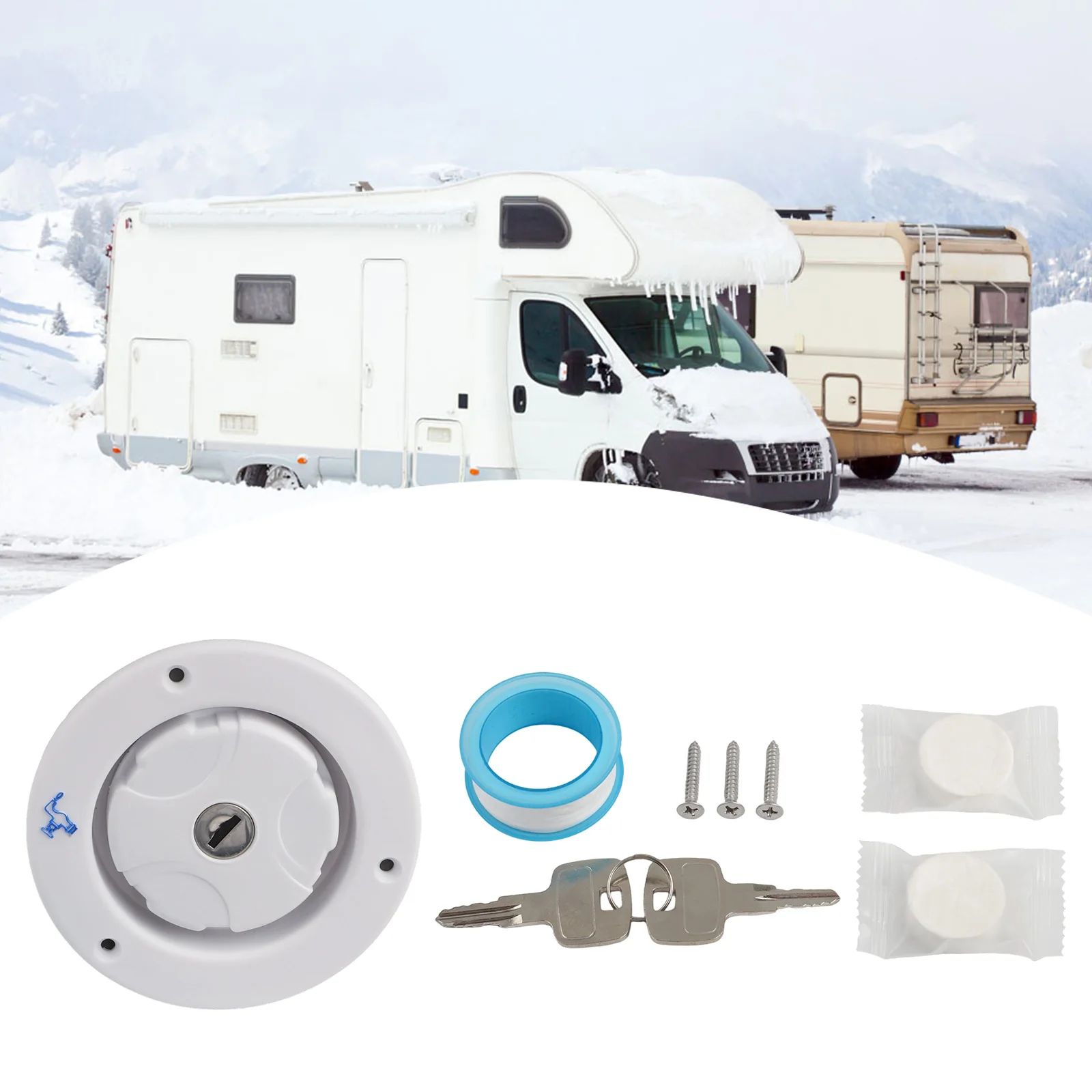 Newest Sale High Quality 80mm Deep Water Tank Cover With Key Water Inlet Suitable For RV Caravan Trailer Car Accessories
