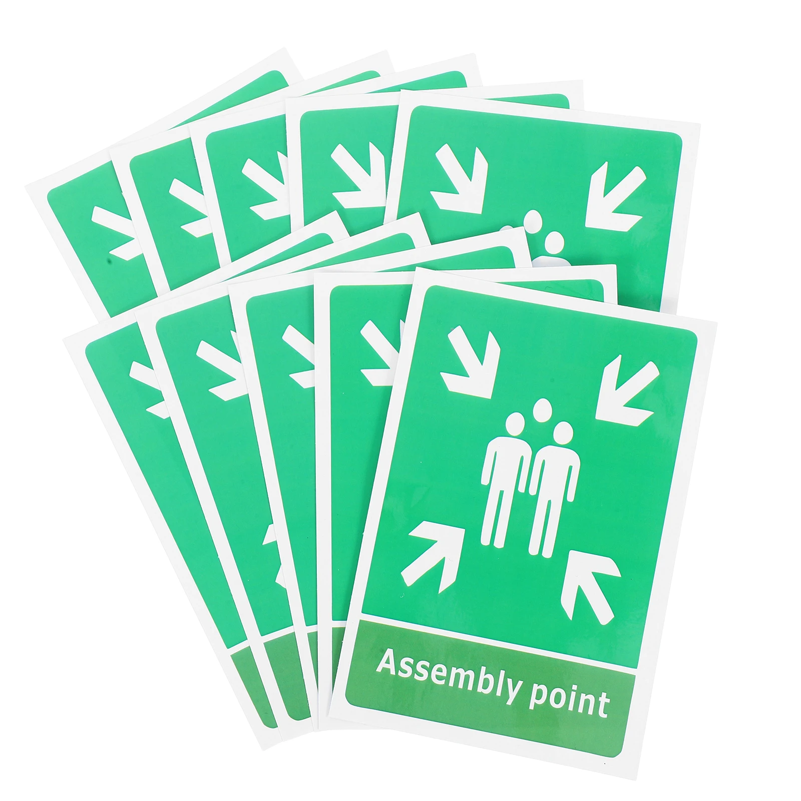 

10 PCS Evacuation Sign Sticker Stickers Assembly Point Signs for Business Exit Emergency Signage