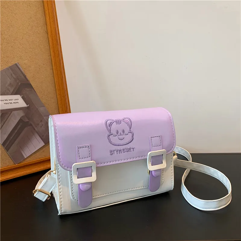 Girls Cat Cute Embroidery Women's Bag Single Shoulder Crossbody Fashion Cartoon Cambridge Bag Casual Hundred Women's Bags Cartoo