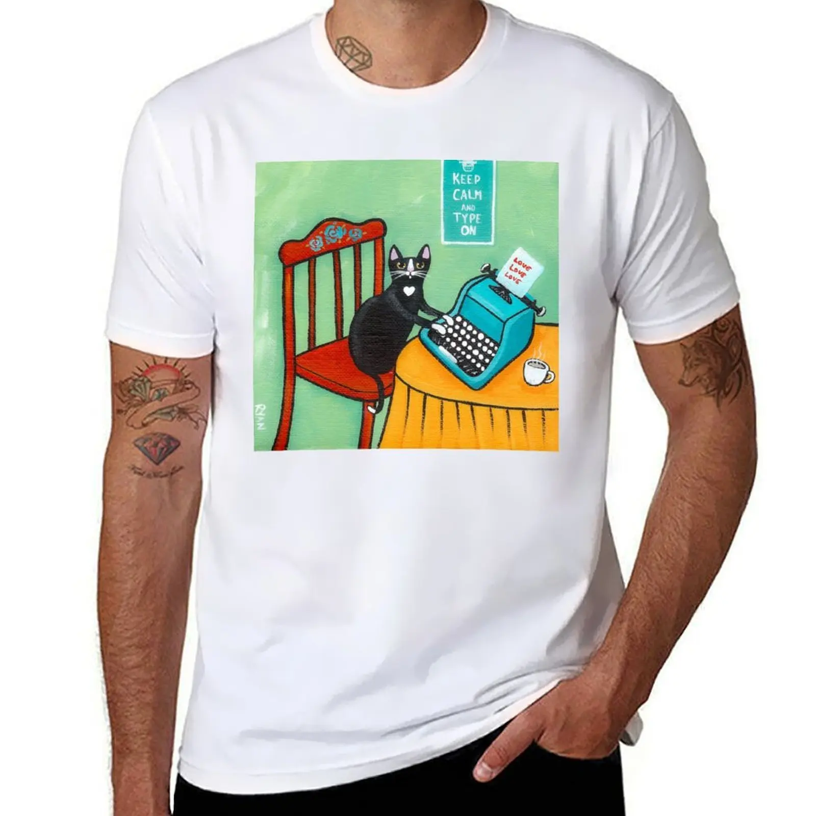 

A Typed Note From the Cat T-Shirt man t shirts for men casual cotton tshirt 100% T-Shirt