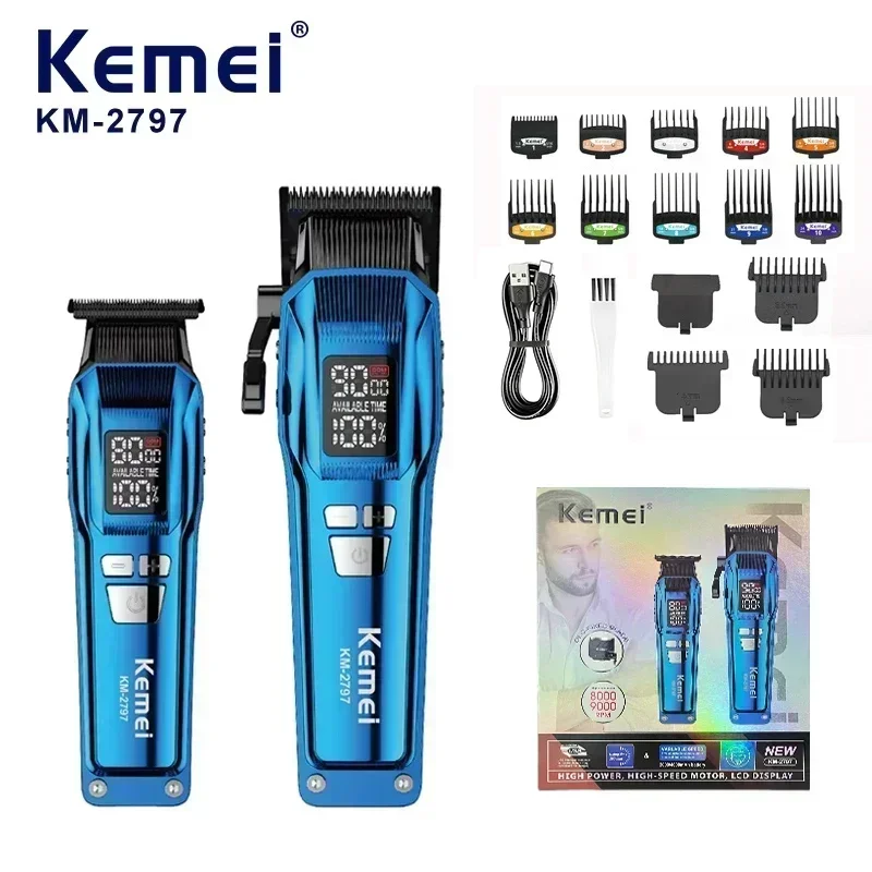 kemei KM-2797trendy appearance design rechargeable electric hair clipper set, hair salon specific cordless electric hair clipper