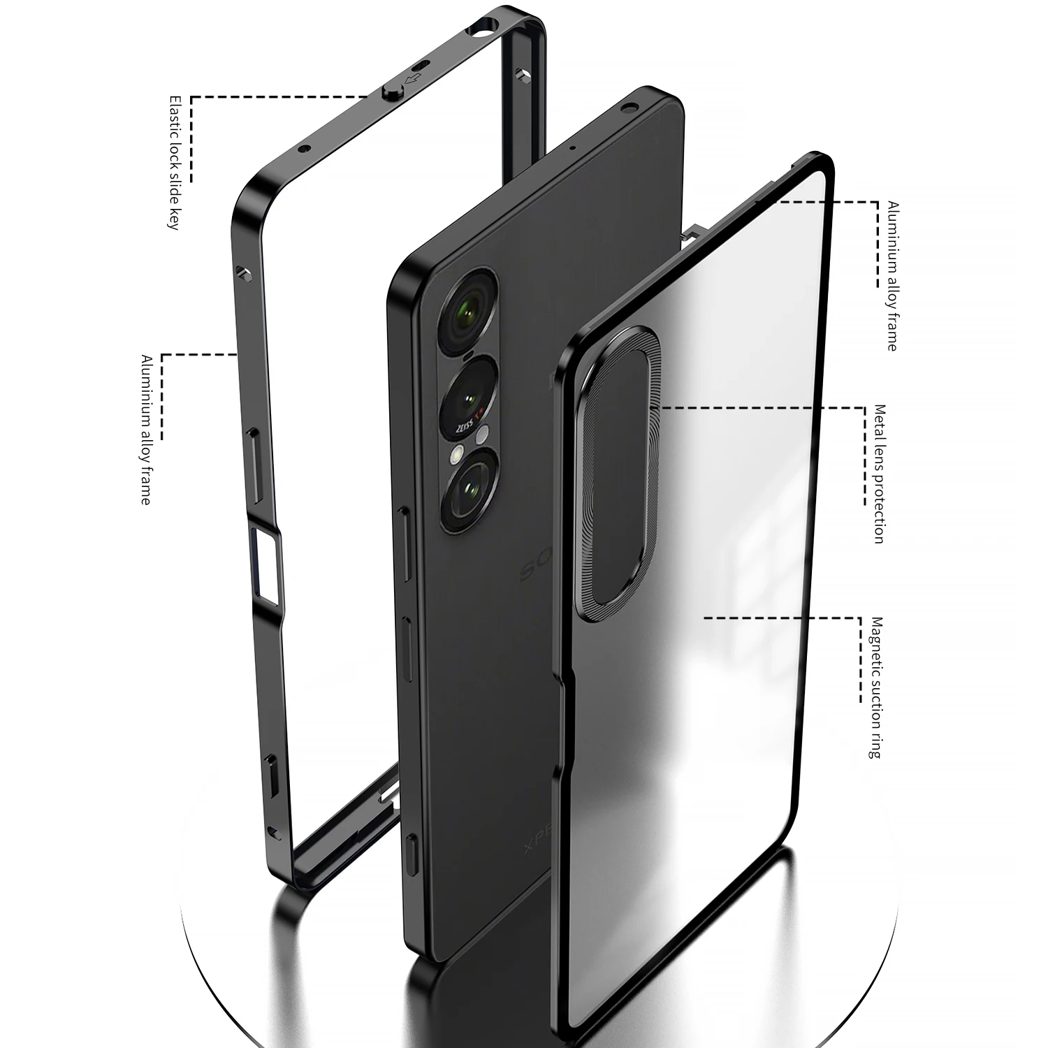 

Чехол с магнитной металлической рамкой для Sony Xperia1 VII, металлическая акриловая задняя крышка, противоударный ультратонкий чехол для Xperia1 VI VII