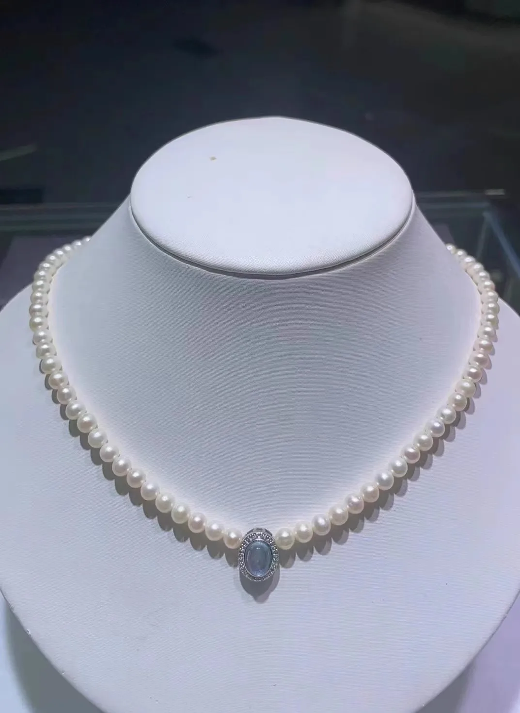 Novo colar AAAA 6-7mm natural japonês branco redondo colar de pérolas 16-36 polegadas 925s