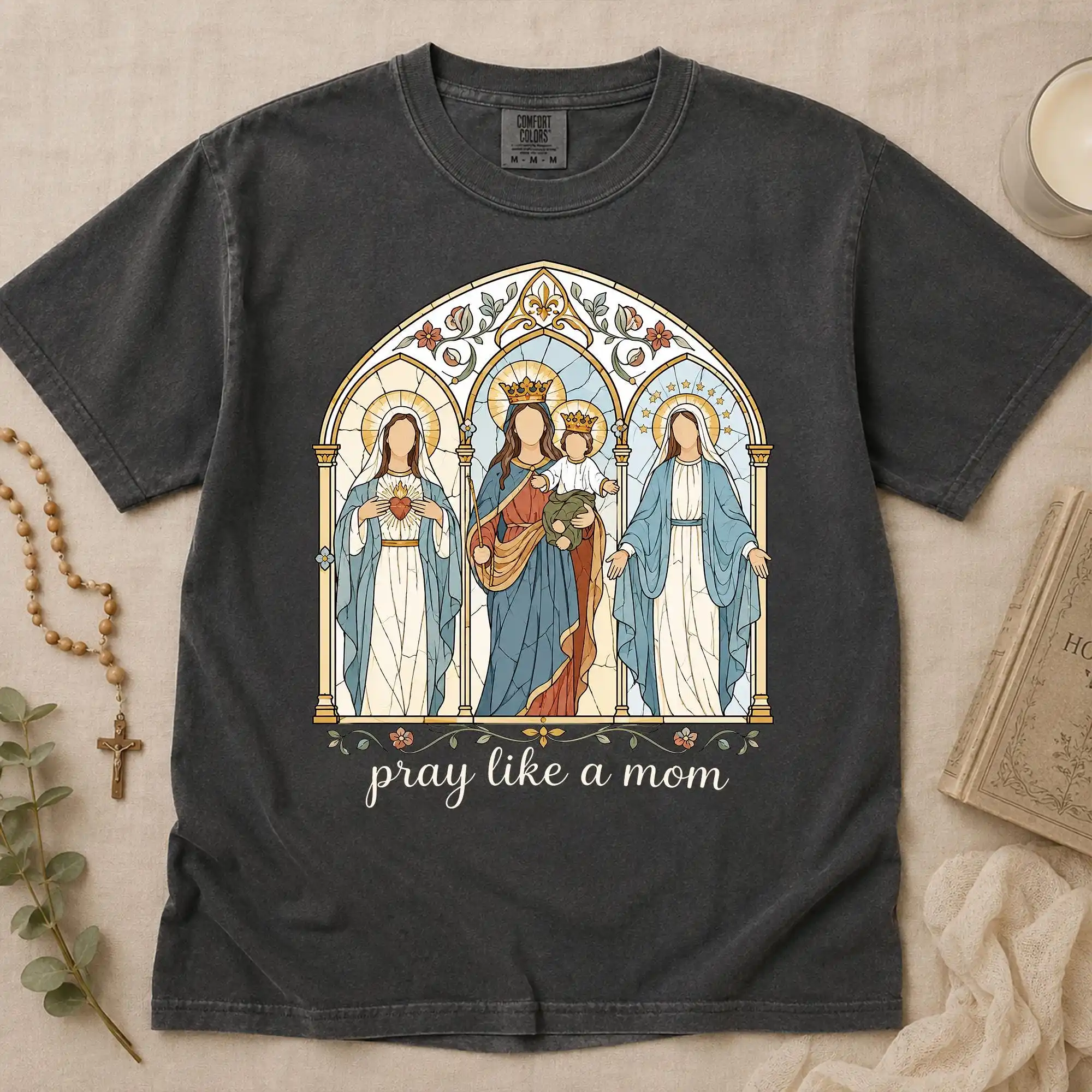 Pray Like A Mom Catholic Mary Shirt, Christian Tee, Mom Gift