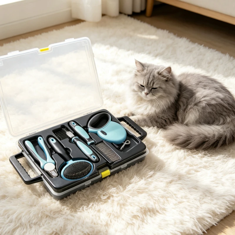 Pet Grooming Care Tool Set 5 Pcs Nail Clipper Dematter Comb Leash Cleaning Beauty Kit Pet Supplies