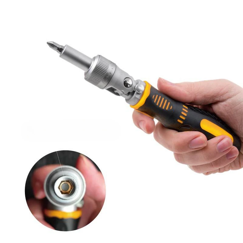 

Suitable for mechanical multifunctional ratchet screwdriver 0-180 ° adjustable angle reversible 1/4 "hexagonal interface tool
