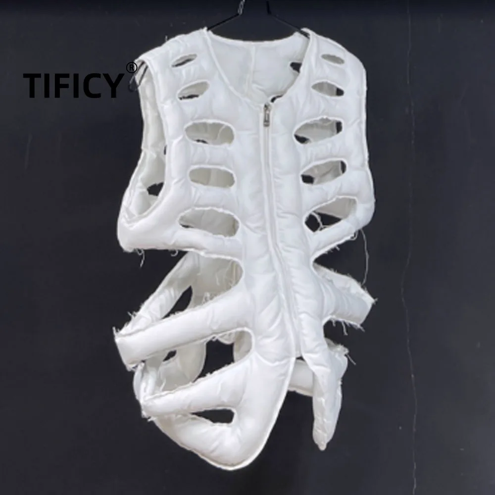 

High Street Off White Skeleton Rib Workwear Vest Men's High-end Design Hollowed Out Jacket Sleeveless Layered Vest