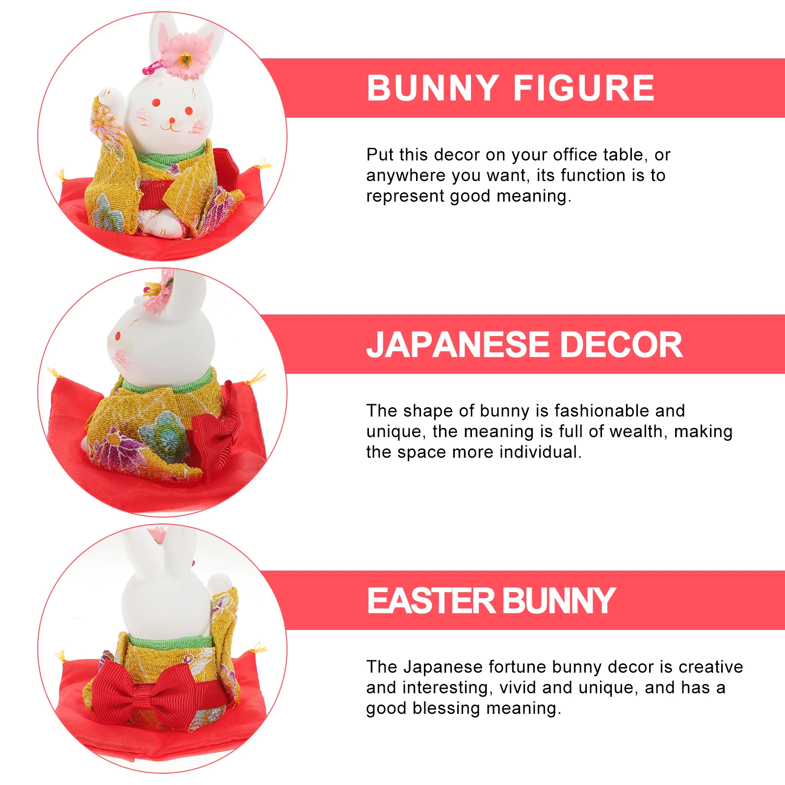 

Cute Bunny Figurines Home Decor Lucky Rabbit Statues Car Dashboard Accessories Japanese Fortune Ornament Office Desk Decorations