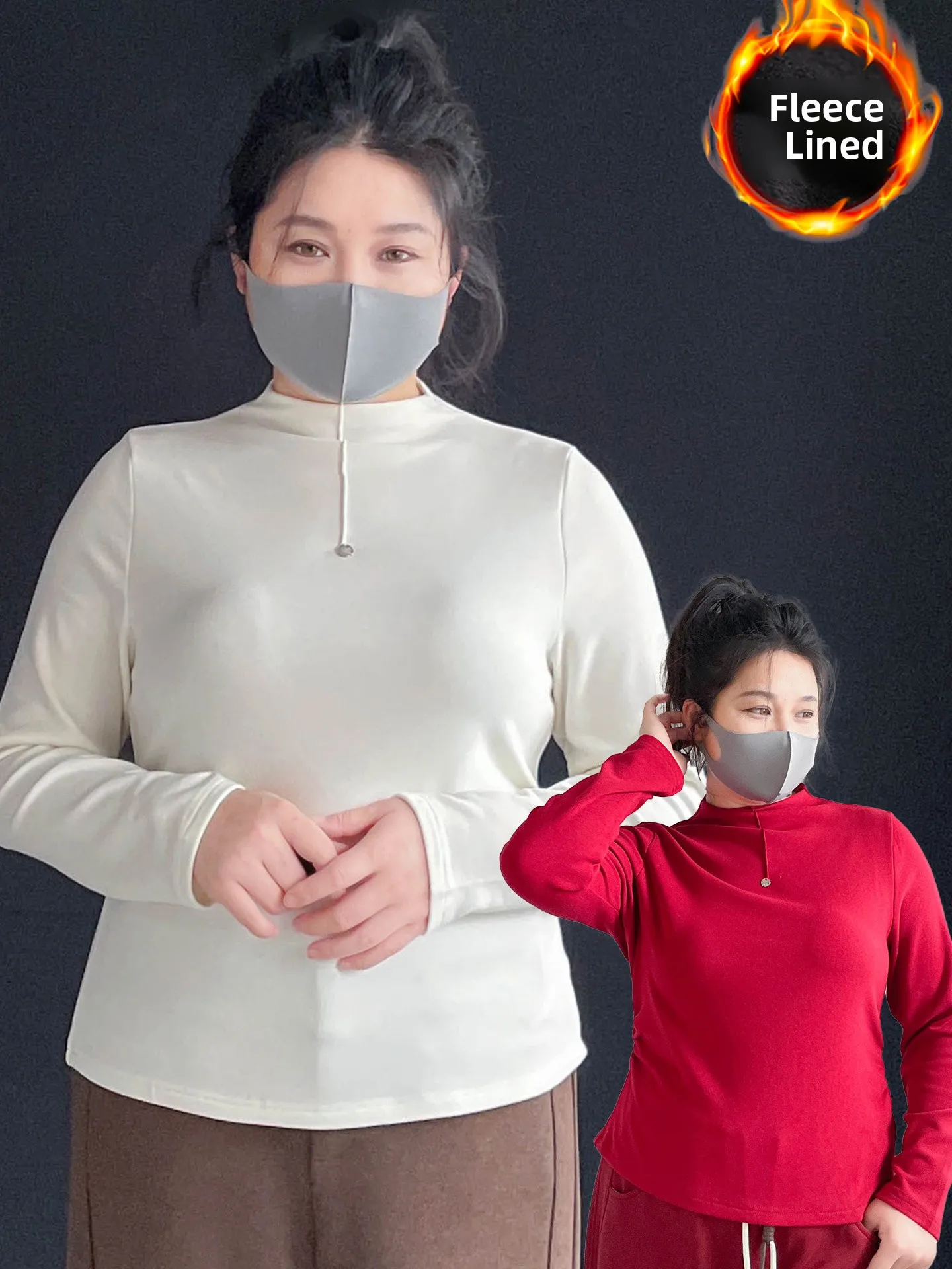 

plus Size Slimming Thermal Shirt Half High Collar T-Shirt Inner Wear Outer Wear Dervo Fashionable plus Size Women's Top
