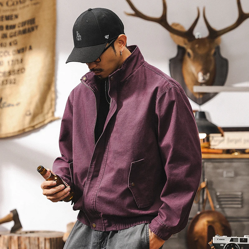 

A new retro purple workwear jacket from men's Spring and Autumn, a trendy loose jacket, short style