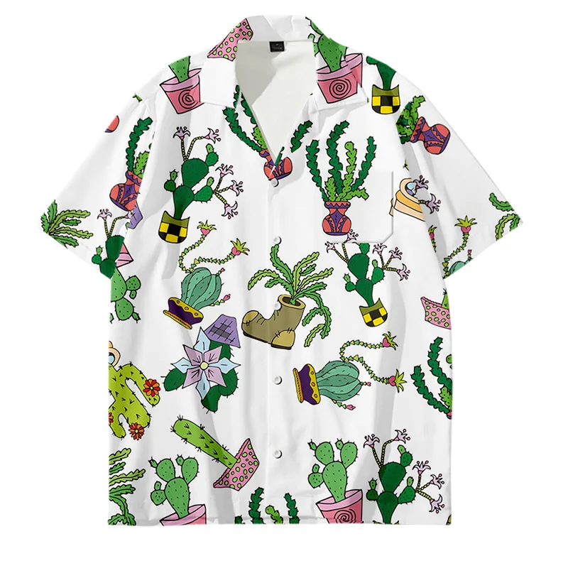 New Casual Short Sleeve Shirts for Men And Women Leaves Painting  Hawaiian Vintage Summer Streetwear