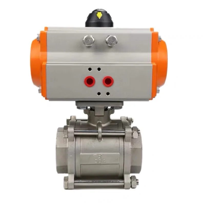 

Stainless steel 304 three-piece pneumatic ball valve threaded connection with high temperature resistant double acting cylinder