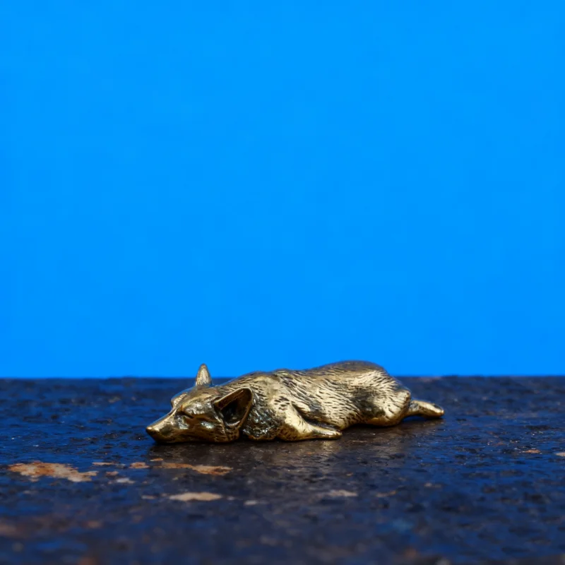 

​​Antique Solid Brass Corgi Statue, Lying Down Welsh Corgi Dog Figurine, Mini Desktop Decor for Home Office, Lucky Charm Gift