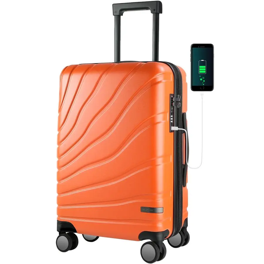 

On Luggage with Spinner Wheels amp TSA Lock, Expandable Fashionable Hard Shell Suitcase airline approved20 Inch CarryOnOrange