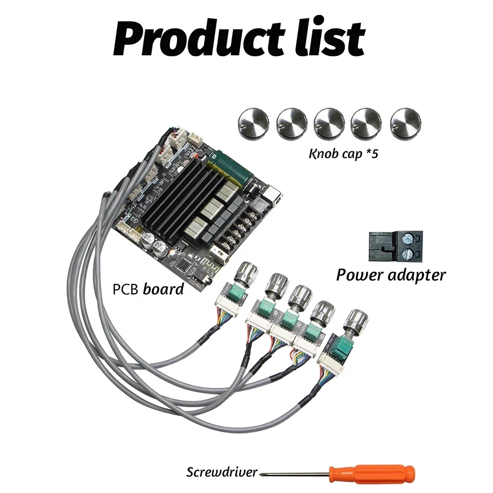 For Digital Power Amplifier Board 2.1 Channel 2x100W+200W Subwoofer TPA3221 Bluetooth Amplifier Module with Leads