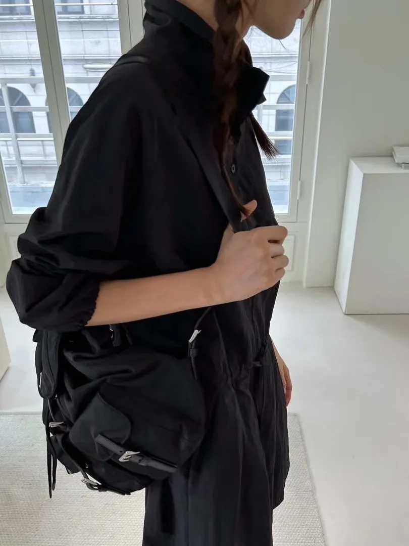 Ele Pure Color Long Sve Dr Faion Feminino Versátil Simples Sle Outono Nova Chegada Chic Commute Nó