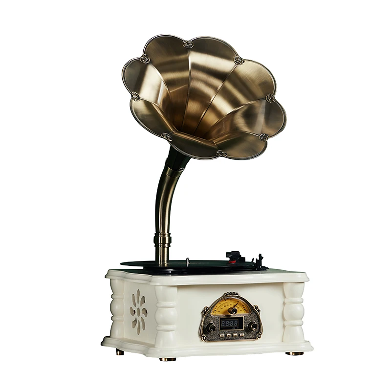 High Quality Wooden Style Vintage Vinyl Record Phonograph Player LP /FM/ USB /BT Music Retro Combo Turntable
