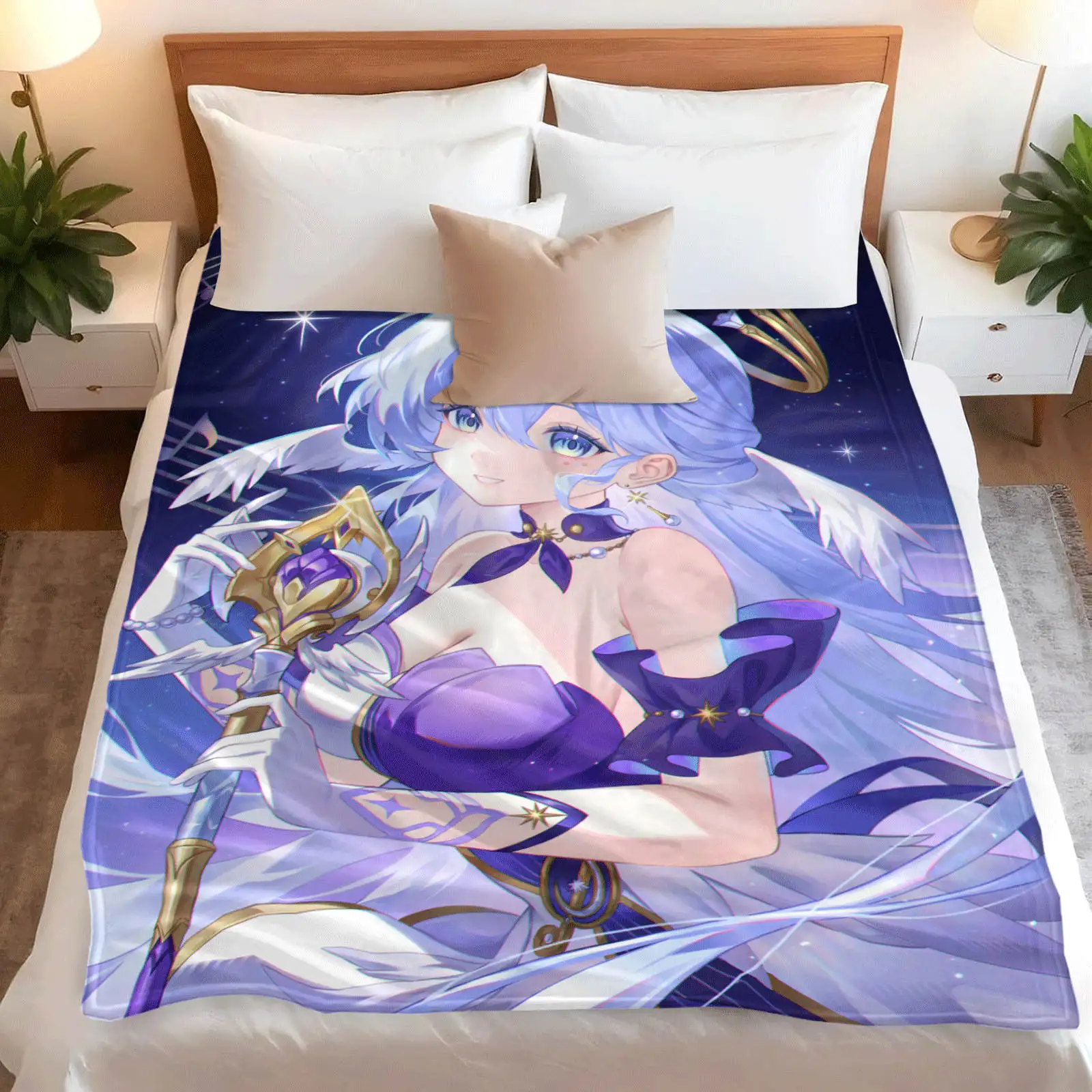 Robin Hot Game Honkai Star Rail Flannel Blanket Cartoon Design Lightweight Throw Blanket For Dorms Naps Living Room 2
