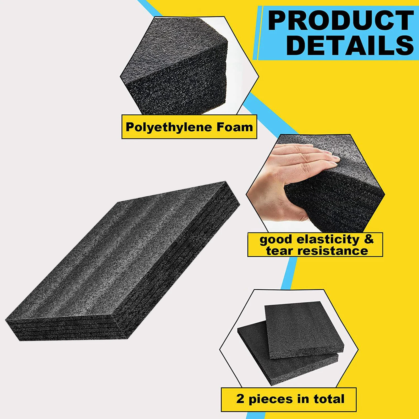 High Density Foam Pad Toolbox Shock-Absorbing Sponge Sheet Cuttable Foam Insert Drawer Foam Liner for Toolbox Camera Storage