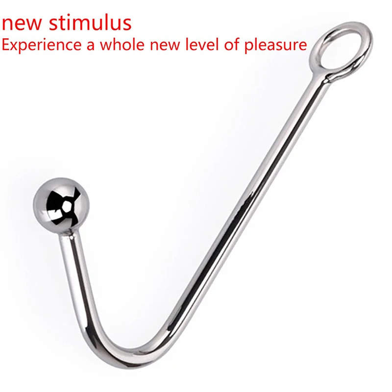 1Pc Stainless Steel Anal Hook With Ball Hole Butt Plug Dilator Prostate Massager SM Bondage Sex Toy for Man