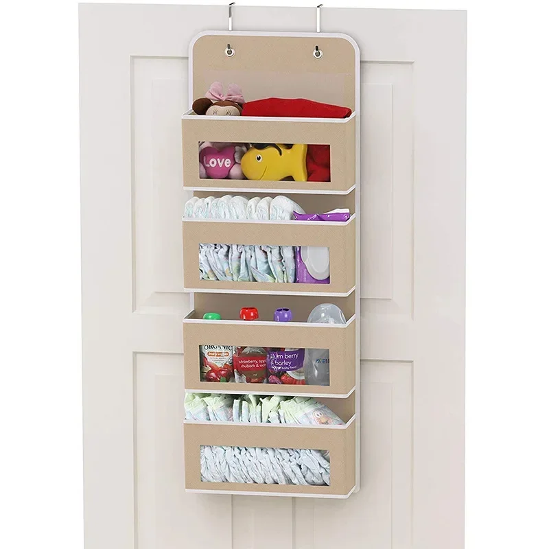 Over the Door Organizer Storage 4 Shelf Hanging Door Organizer with 4 Large Capacity Pockets for Bedroom Bathroom 1pc