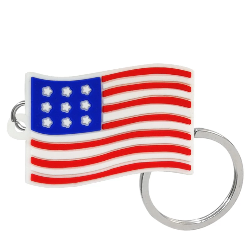 10PCS Nation Flag PVC Keychain the US the UK German Key Ring Fittings French Canada Key Chain Handbag Accessories for Men Kids