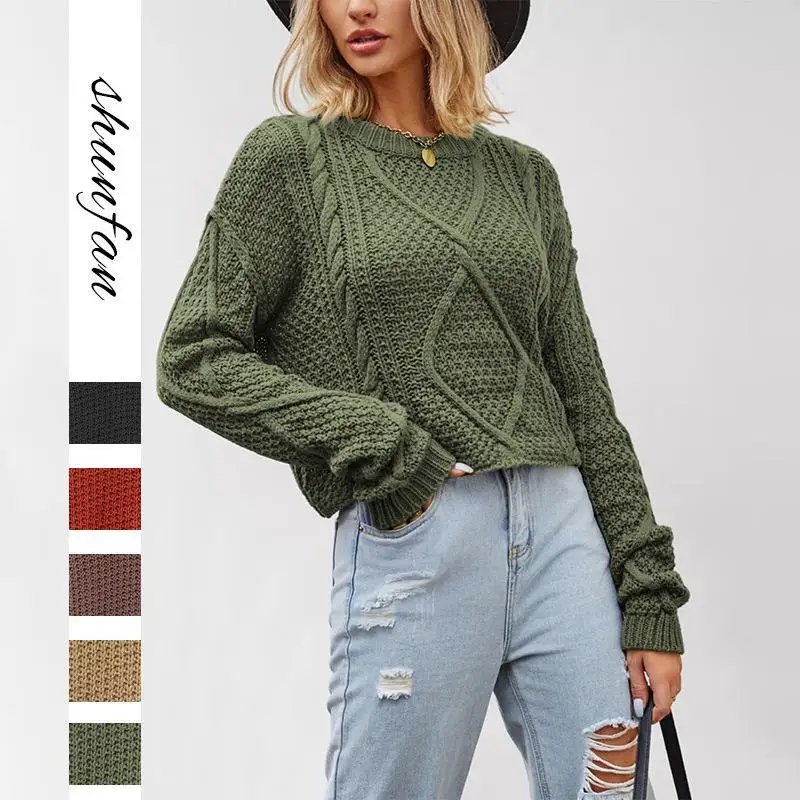 

Свободный вязаный свитер большого размера, осень-зима, Thi Long Sve, веревочная ручка, трансграничная женская мода