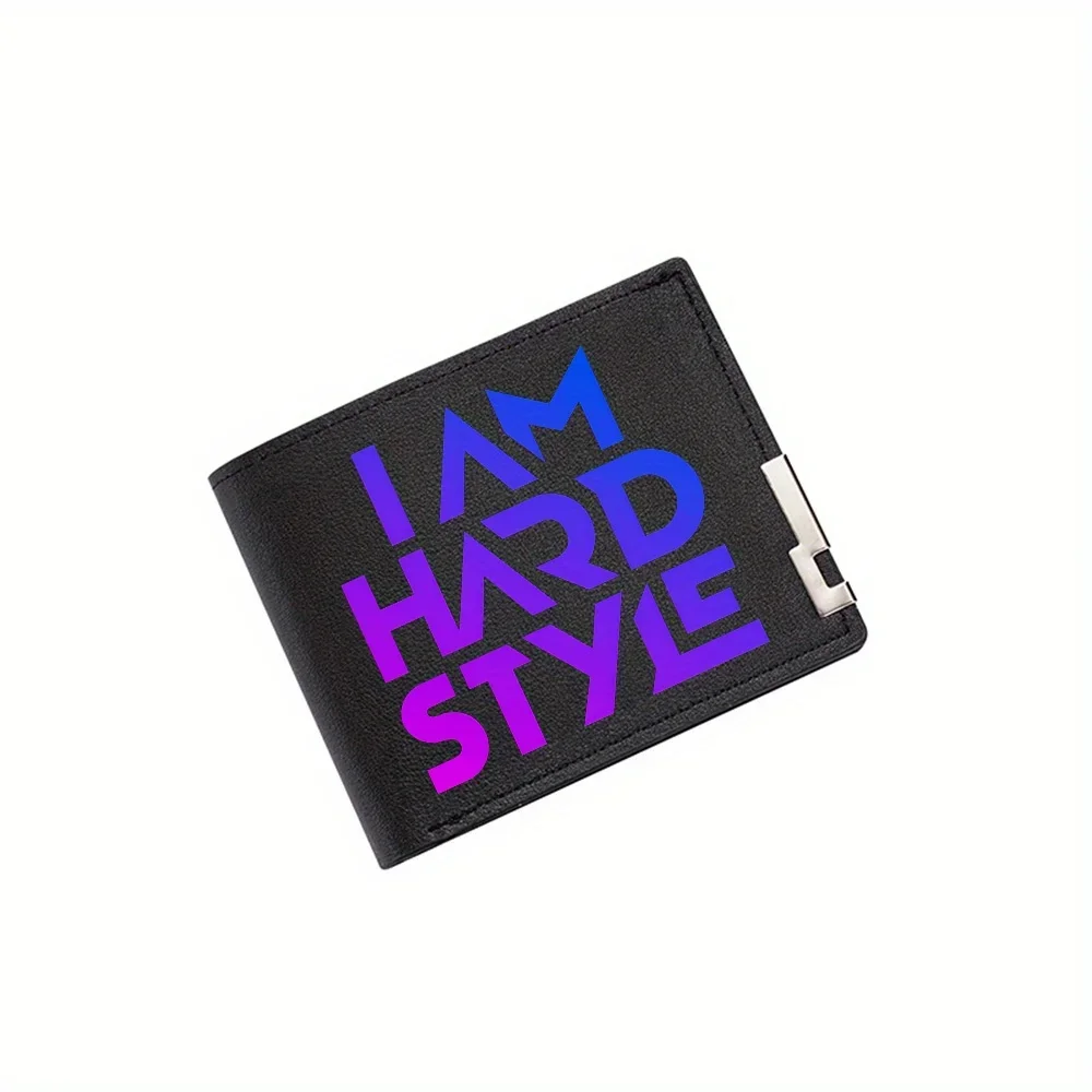 

Мужской кошелек I AM HARD STYLE с градиентной надписью и принтом, простой современный стильный деловой рождественский кошелек для отца и бойфренда