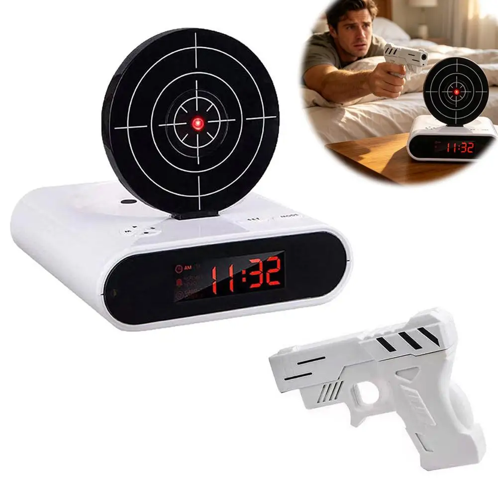 

Alarm Clock Shoot At The Target Novel Shooting Toy Creative Electronic Digital Target Shooting Alarm Clock Room Decoration ﻿
