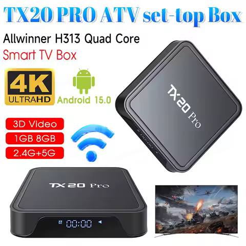 TX20 PRO Android 15.0 Media Player Smart TV Box Allwinner H313 Quad Core 4K HD Dual WIFI BT5.2 Set Top Box 1GB 8GB