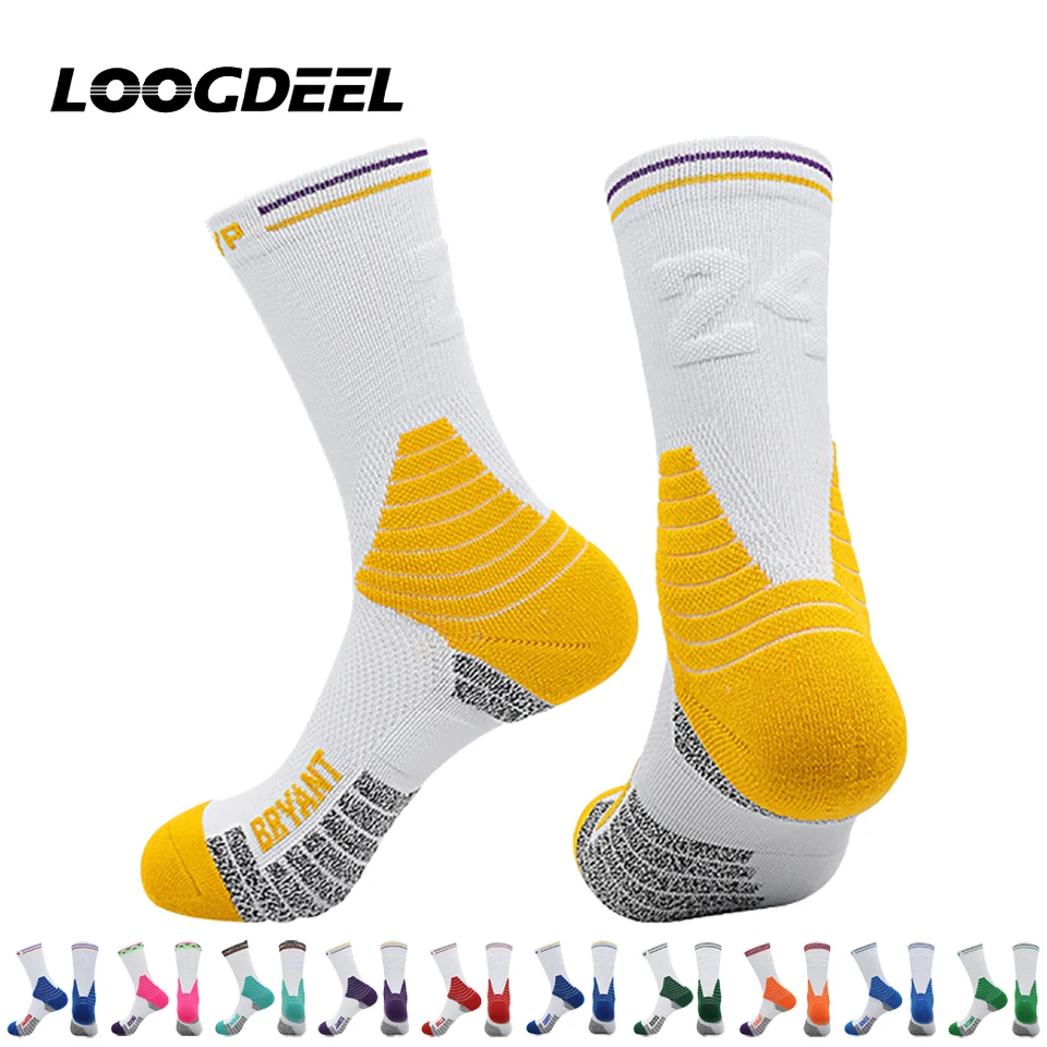 

Мужские высокие баскетбольные носки Loogdeel, тренировочные носки в американском стиле, впитывающие пот, носки с махровой подошвой для игры