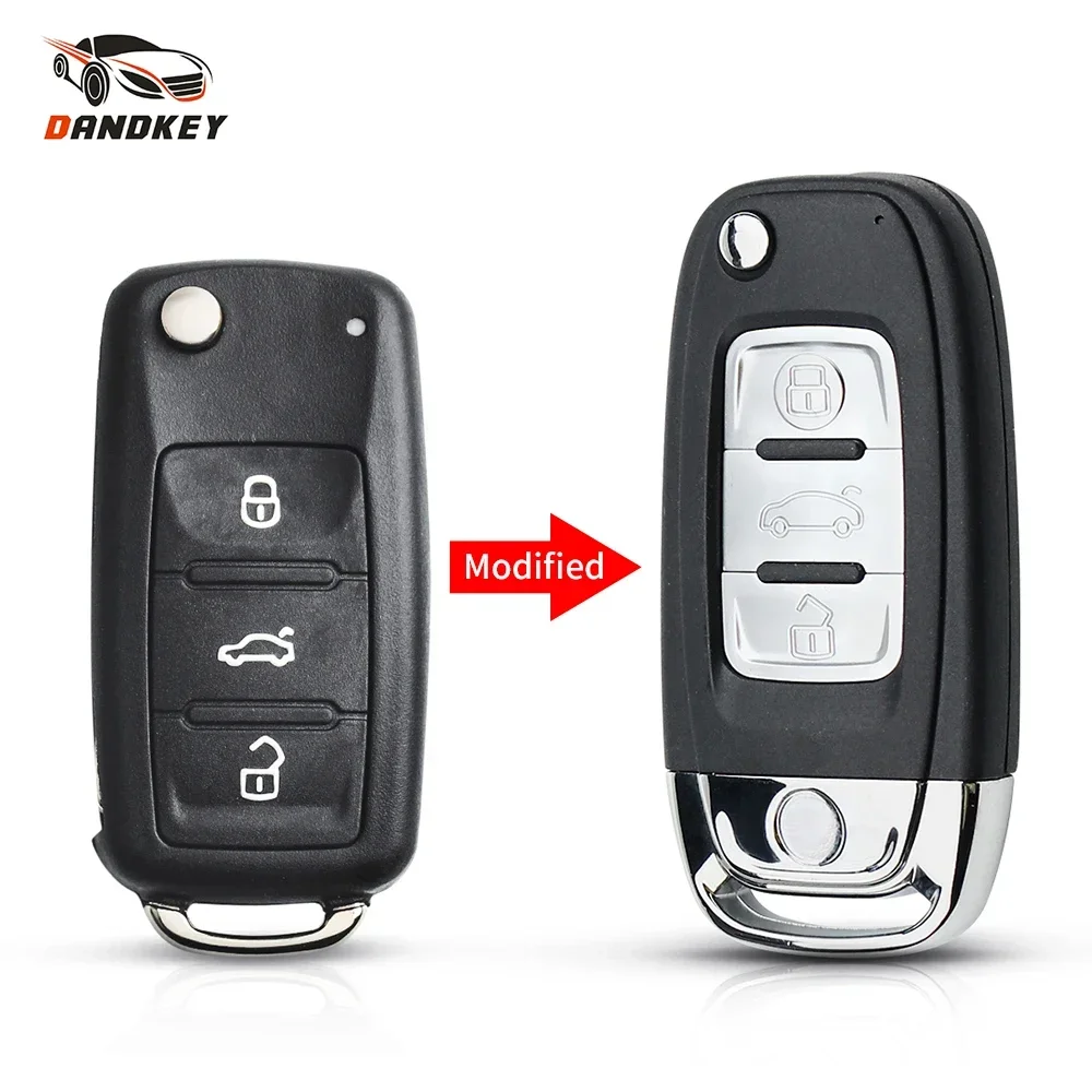 

Dandkey 3PCS 3 Buttons Modified Remote Flip Car key Shell Case For VW Volkswagen GOLF PASSAT Tiguan Polo Jetta Beetle