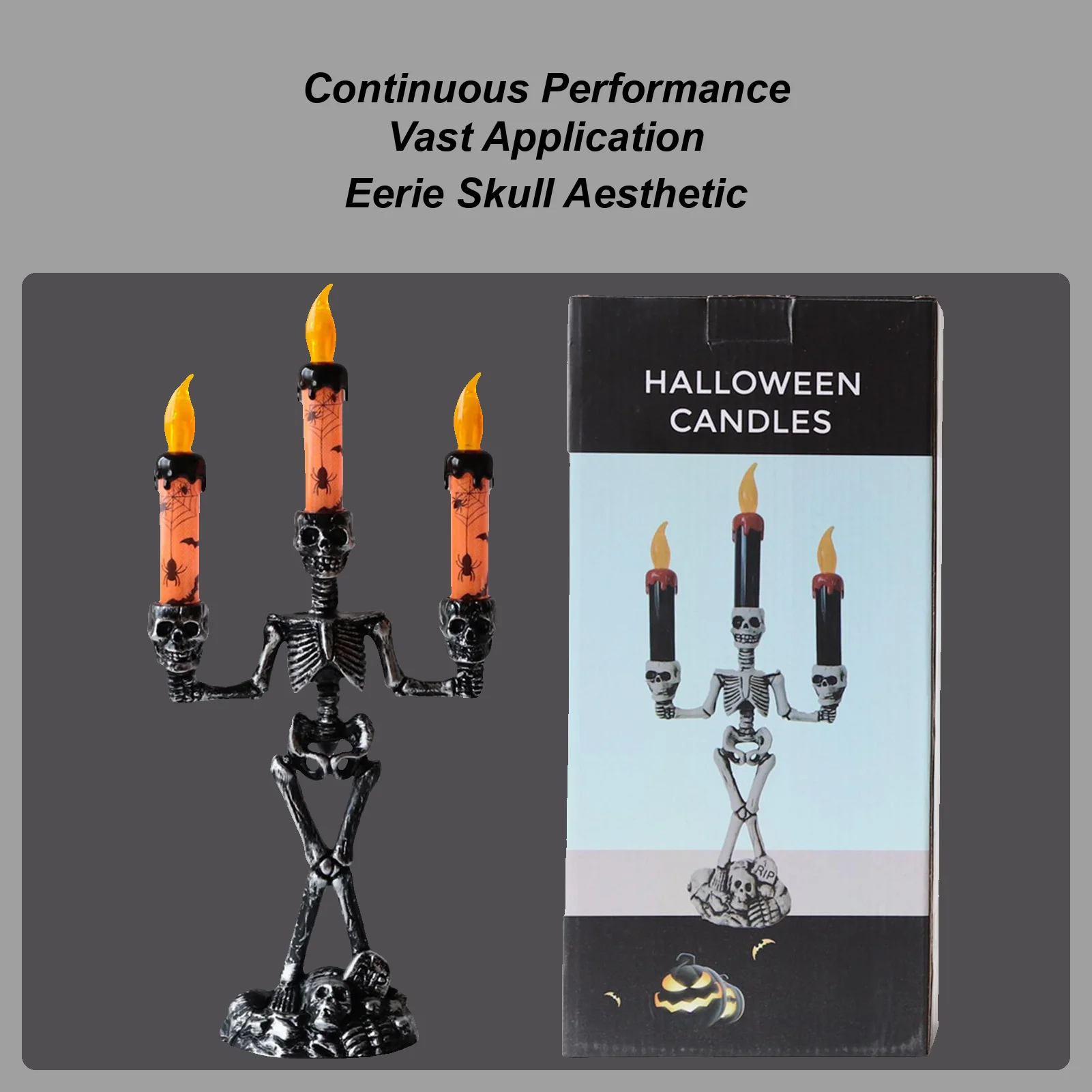 Halloween Flameless Candles Electric LED Skull Flameless Candles Spooky Halloween Candlesticks Light Home Decoration For Party