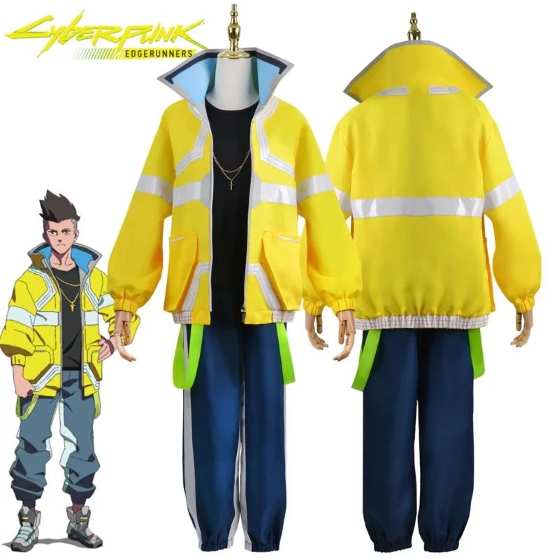 Anime David Martinez Halloween Costume Set Tops Pants Cyberpunk Edgerunners Cosplay Stand Collar Jacket Hoodie Zipper Punk Coat