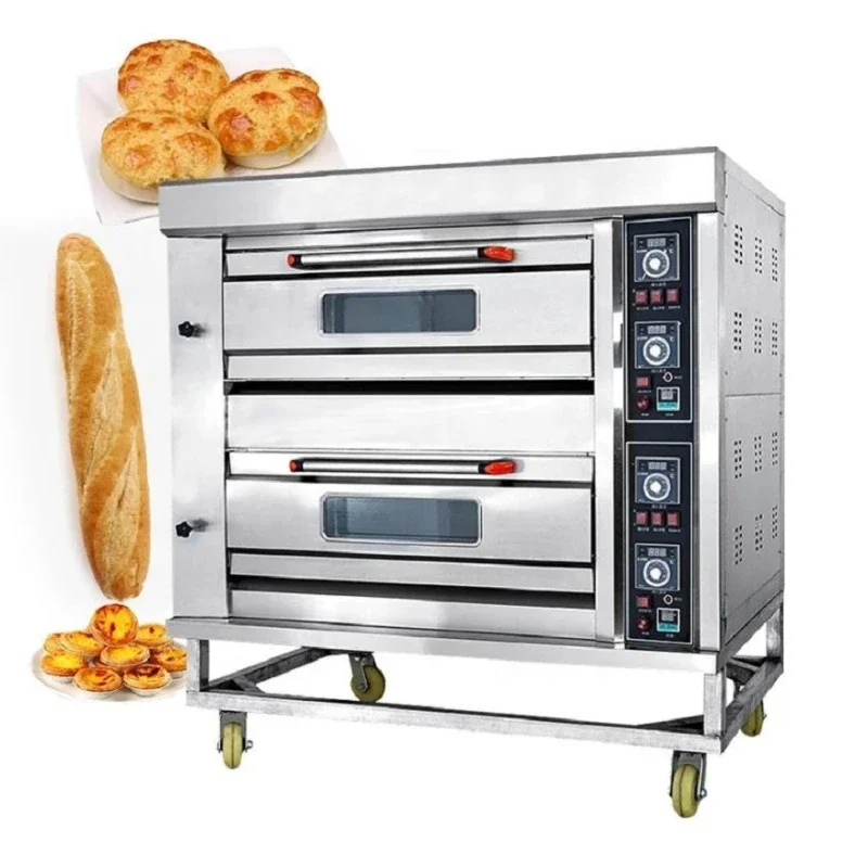 

YYHC Gas Oven Commercial Two-Layer Four-Disk Large Capacity Large Bread Pizza Cake Industrial Cake Bread Baking Oven Bakery Oven