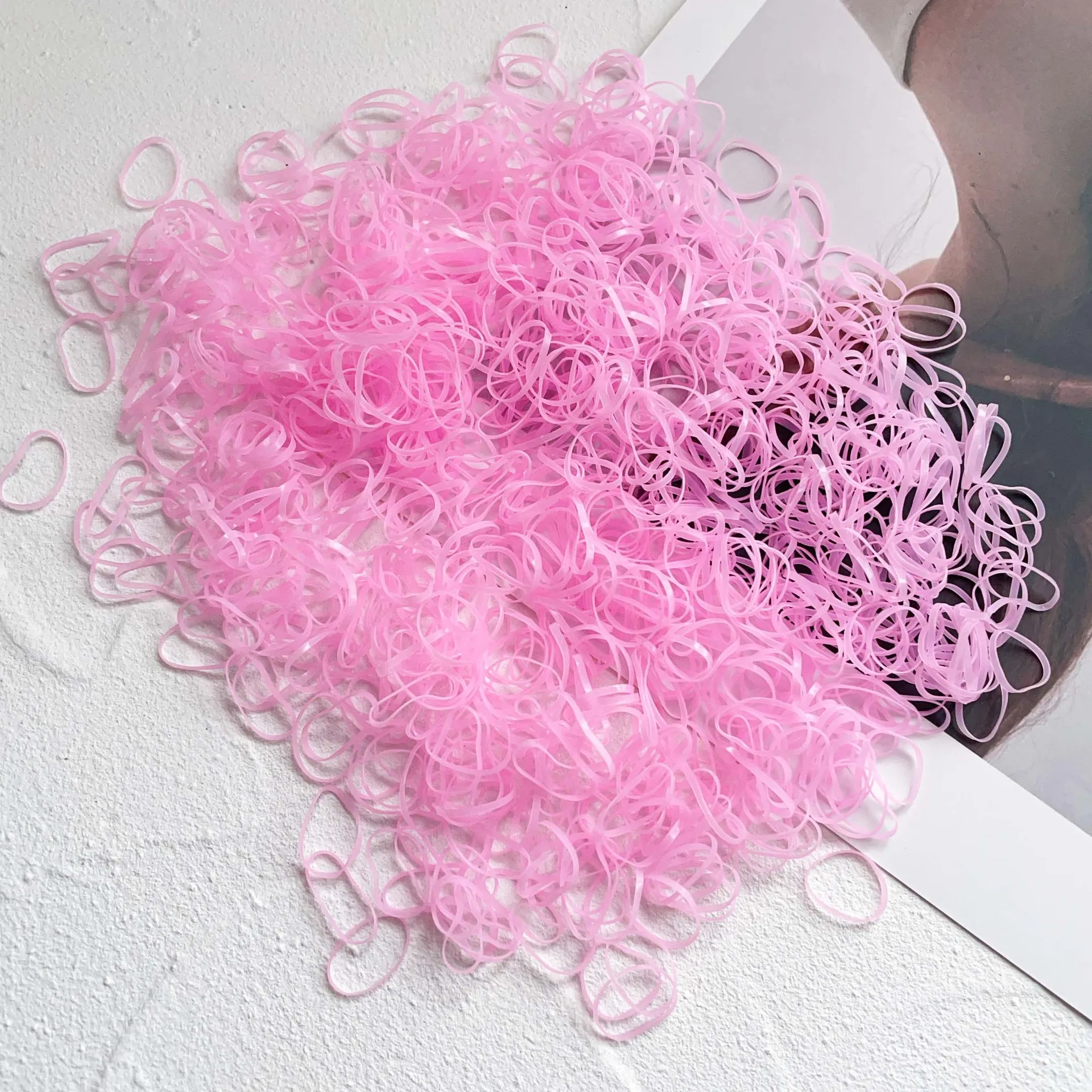 500Pcs Multiple Colors Disposable Rubber Band Hair Tie High Elasticity Children's Ponytail Fixed Rope Girls Gift Hair Accessory - 5
