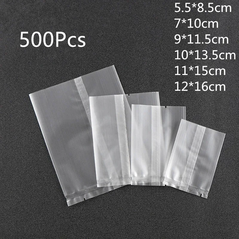 500Pcs Thicker Machine Seal Bags Clear Frosted Food Biscuit DIY Baking Cake Bag Decoration Gift Cookie Packing Flat Plastic Bag