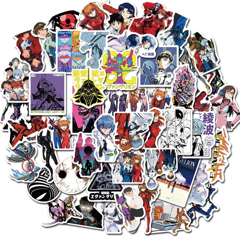 10/50PCS Cartoon Anime Evangelion Character Graffiti Waterproof Sticker Novelty Luggage Decoration Stickers Stationery Stickers