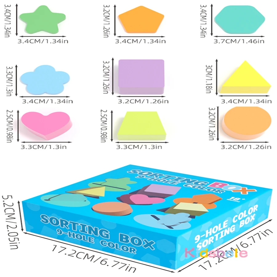 Caixa de classificação de forma de cor educacional crianças forma de madeira jogo de correspondência montessori cor cognição puzzle brinquedo 9 & 12 buracos caixa ocupada