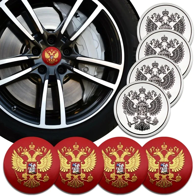 4Pcs 56mm Russia Flag Eagle Emblem Car Wheel Center Hub Cap Stickers Rim Badge For Lada Vesta Niva Granta Priora Vaz Xray 2110