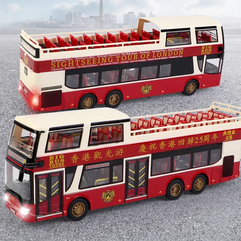 Simulation Large Hong Kong Tour Bus 20th Anniversary Edition Boy Car Model Toy Car Collection Decoration